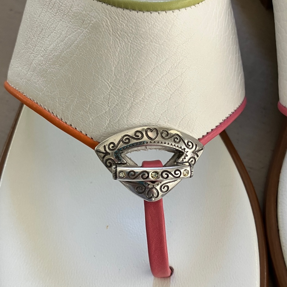 Brighton Women's Lita White/ Pink /Green Sandals Size 7N - Picture 6 of 10